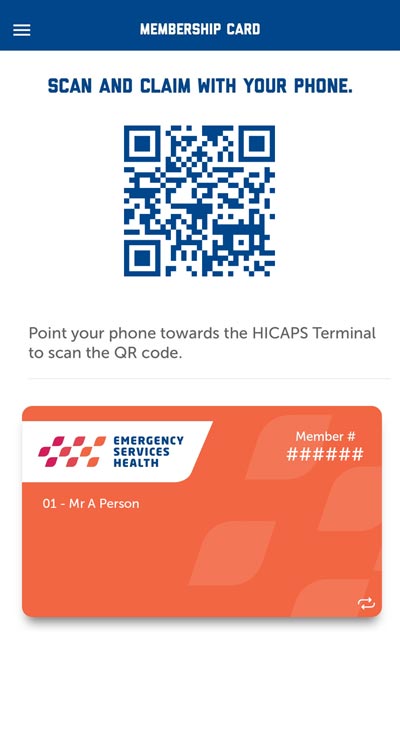 Emergency Services Health app iPhone QR code screenshot